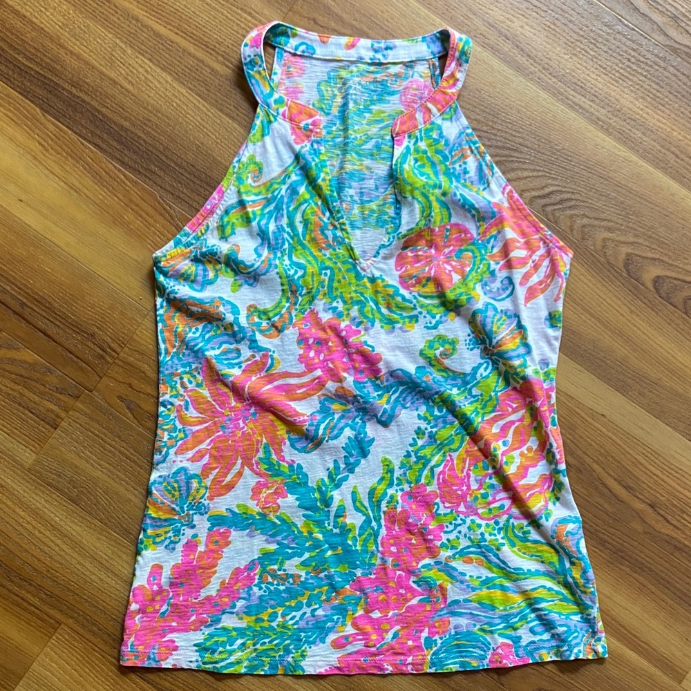 Lilly Pulitzer - Arya Top - Rainbow Ocean Tropical Print - Tank Top - Small